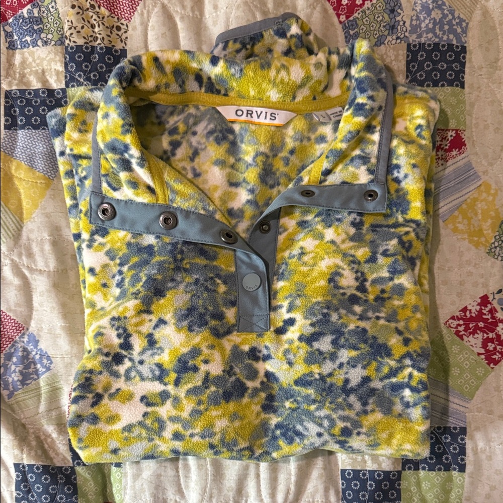 Orvis Women’s Large Multicolor Lightweight Snap Fleece Pullover